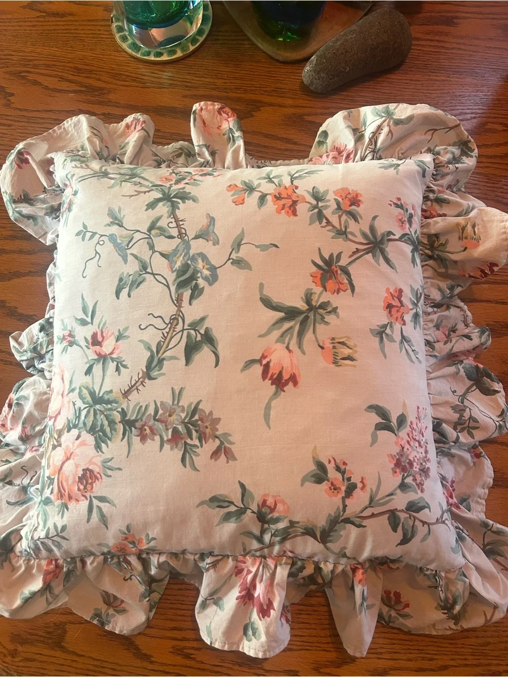 Vtg Ralph Lauren Toulouse Floral Ruffled Accent Pillow Cottagecore RARE